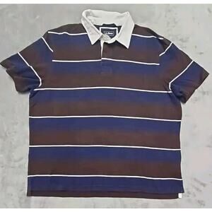 L.L. Bean Brown and Blue Striped Vintage 90’s Polo Rugby Shirt